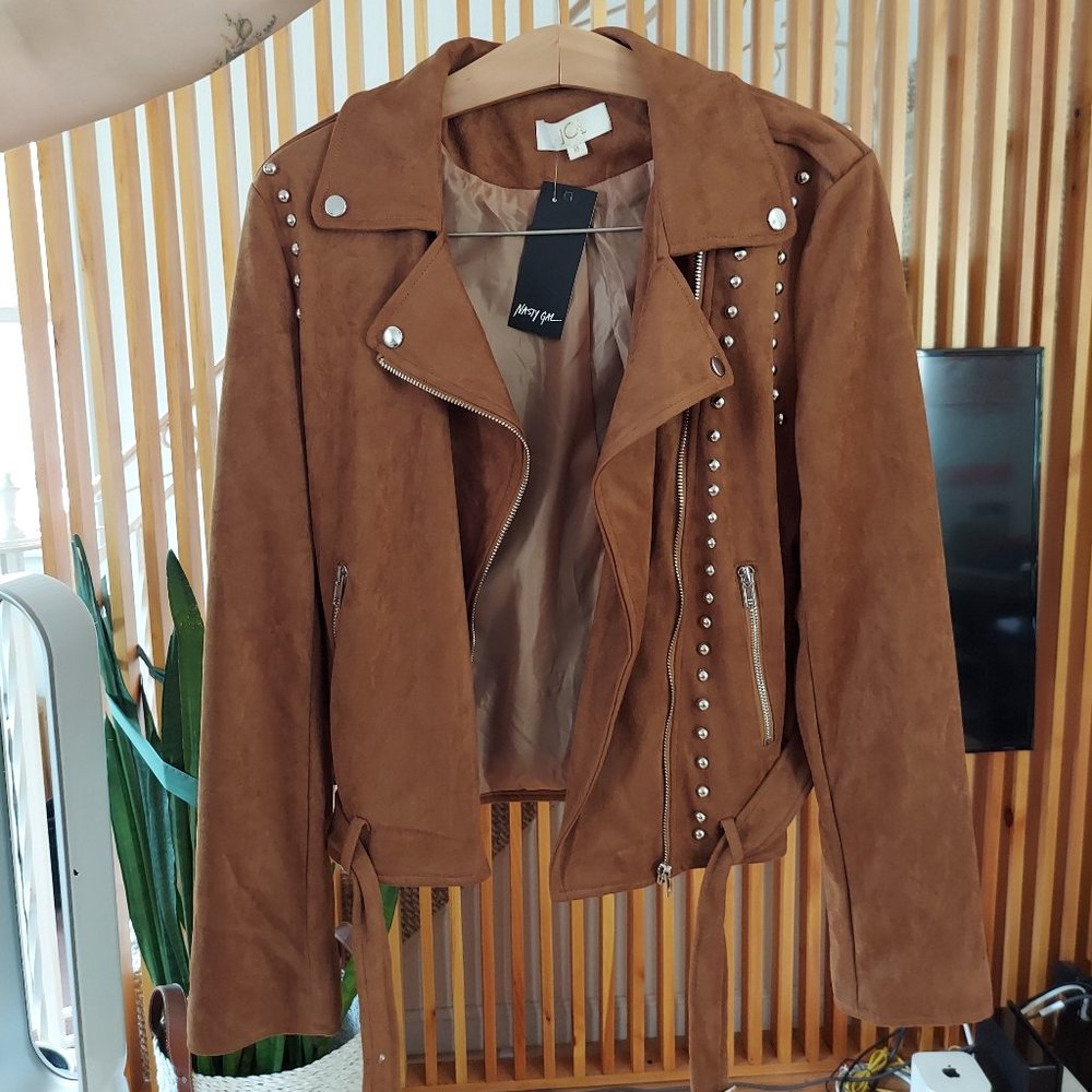 Faux Suede Biker Jacket